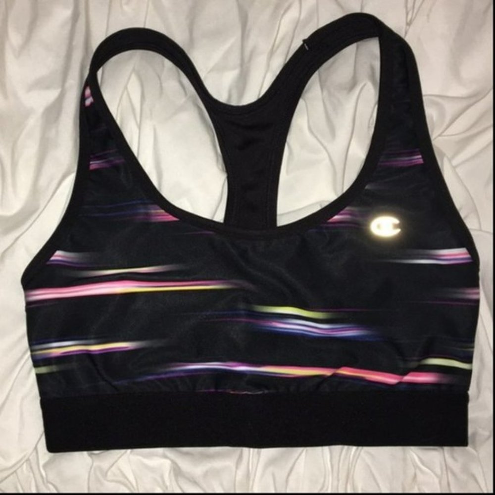 CHAMPION Medium Support Black Sports Bra Crop Top